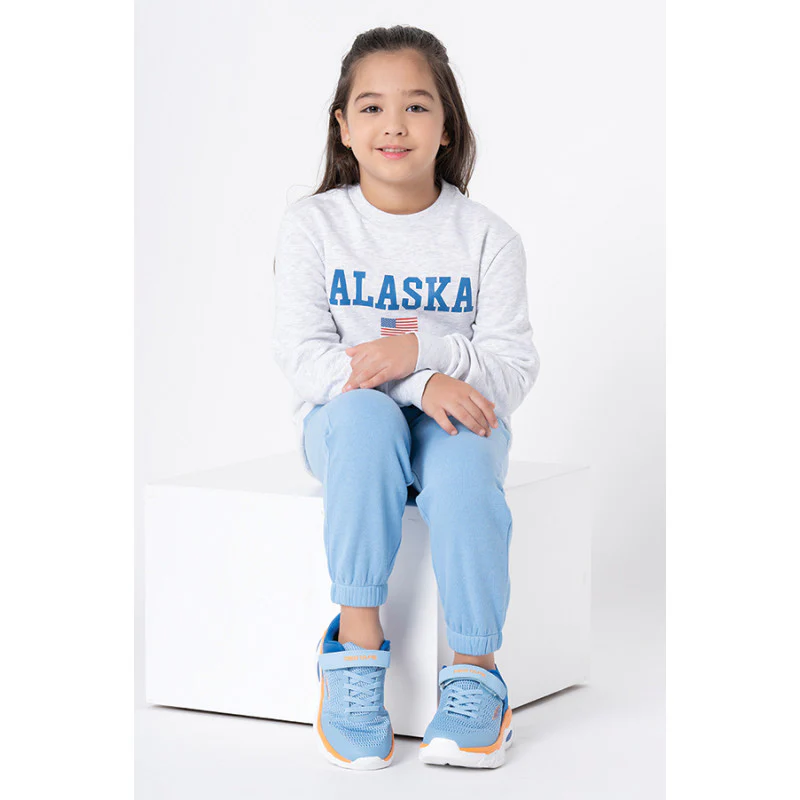 Kids Unisex Light Grey Melange Graphic Print Sweatshirt - Image 2