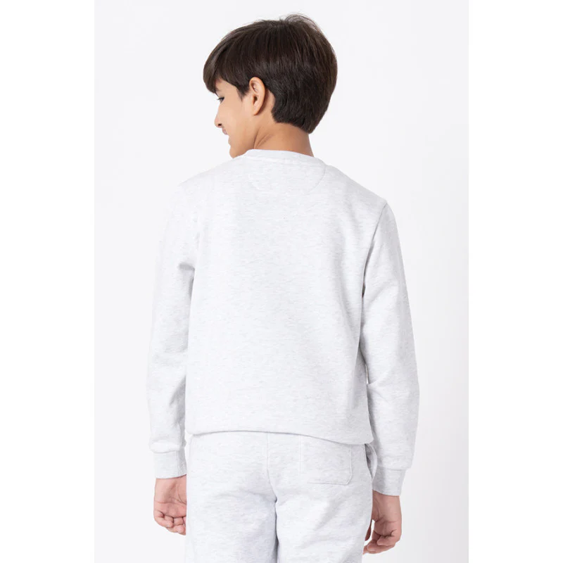 Kids Unisex Light Grey Melange Graphic Print Sweatshirt - Image 6