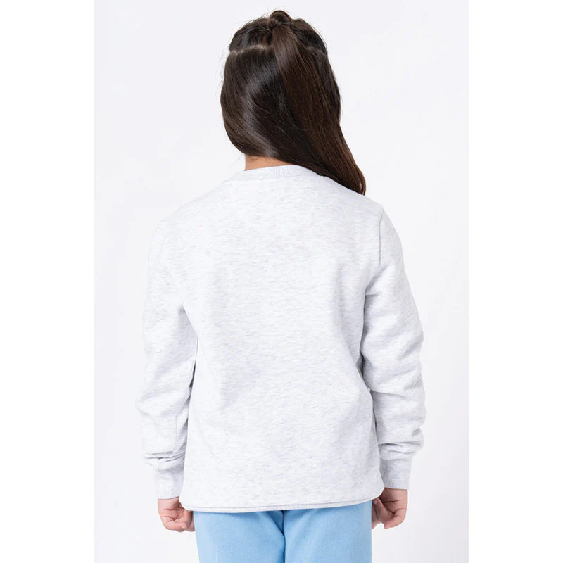 Kids Unisex Light Grey Melange Graphic Print Sweatshirt - Image 7