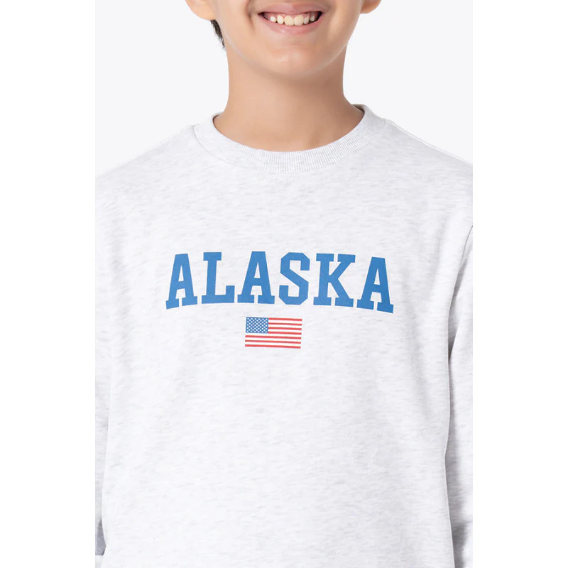 Kids Unisex Light Grey Melange Graphic Print Sweatshirt - Image 8