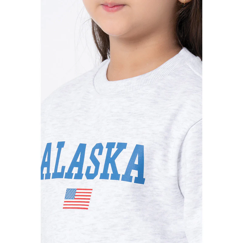 Kids Unisex Light Grey Melange Graphic Print Sweatshirt - Image 9