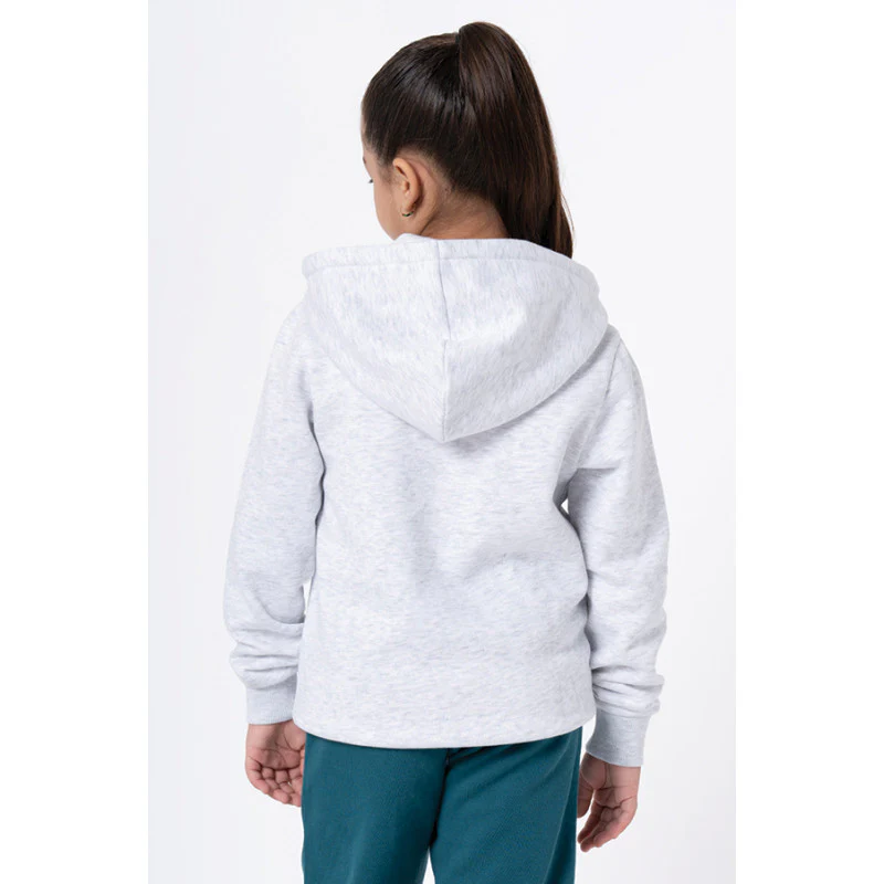 Kids Unisex Light Grey Melange Solid Hoodie - Image 3