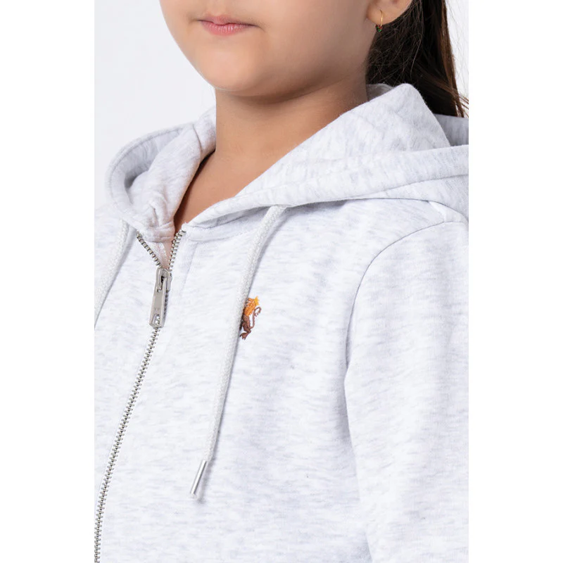 Kids Unisex Light Grey Melange Solid Hoodie - Image 4