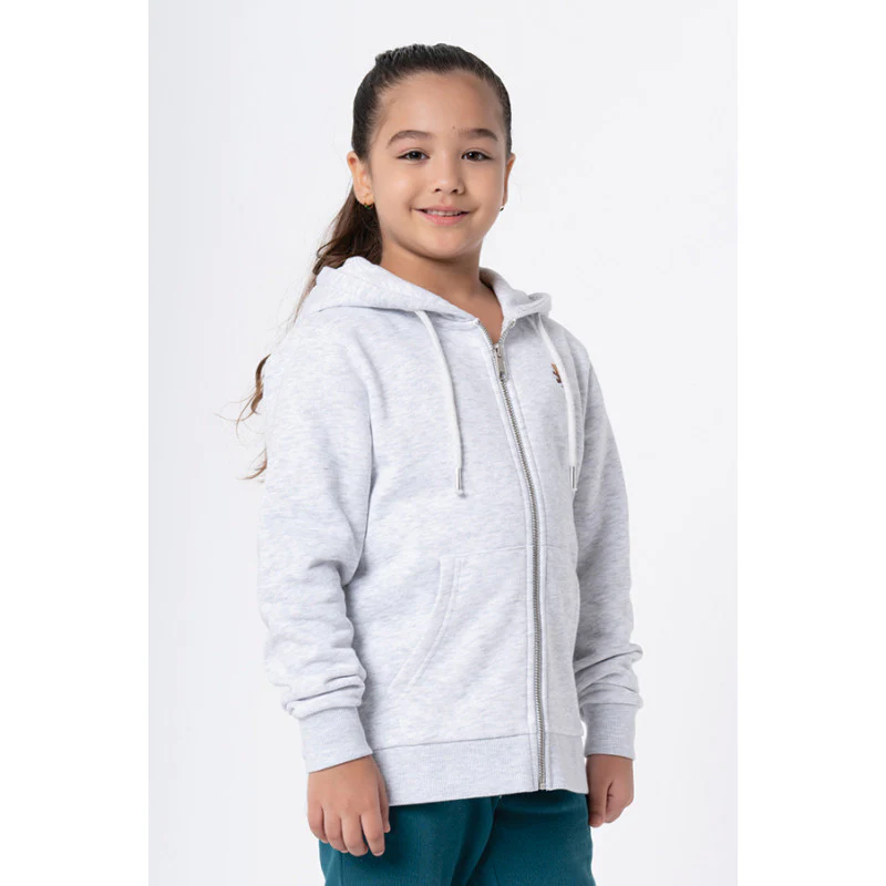 Kids Unisex Light Grey Melange Solid Hoodie - Image 6