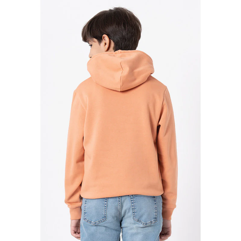 Kids Unisex Light Orange Graphic Print Hoodie - Image 6