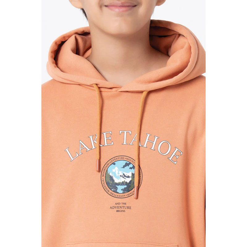 Kids Unisex Light Orange Graphic Print Hoodie - Image 8