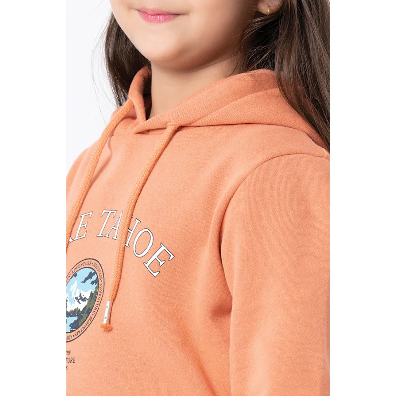 Kids Unisex Light Orange Graphic Print Hoodie - Image 9