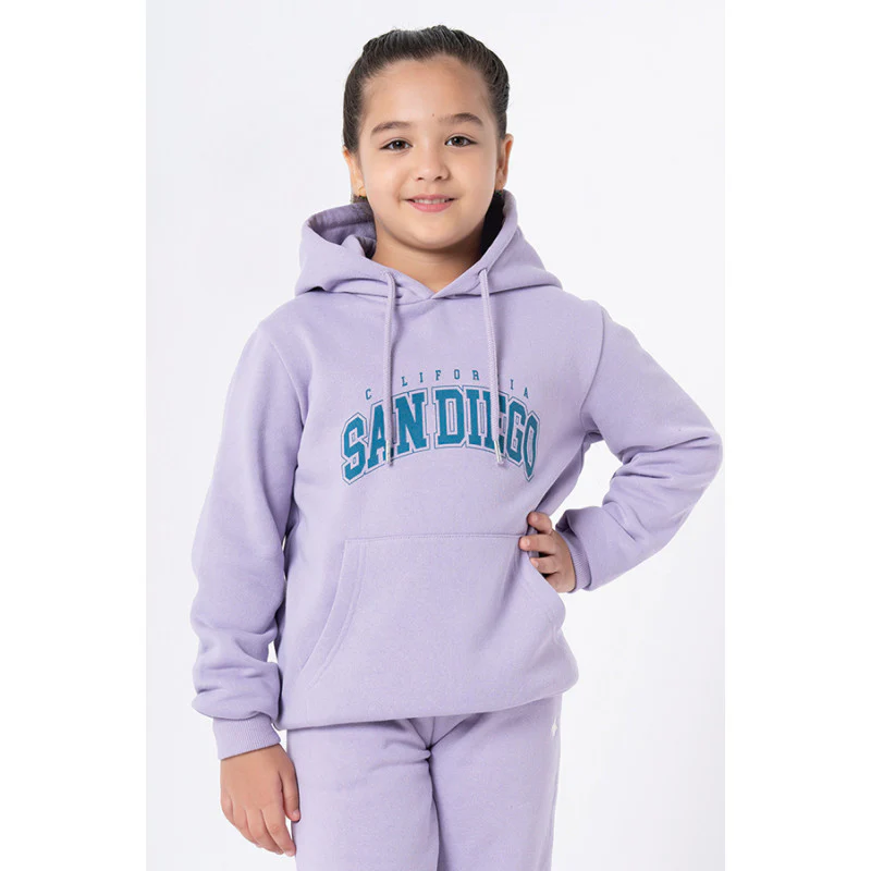 Kids Unisex Light Purple Graphic Print Hoodie - Image 3