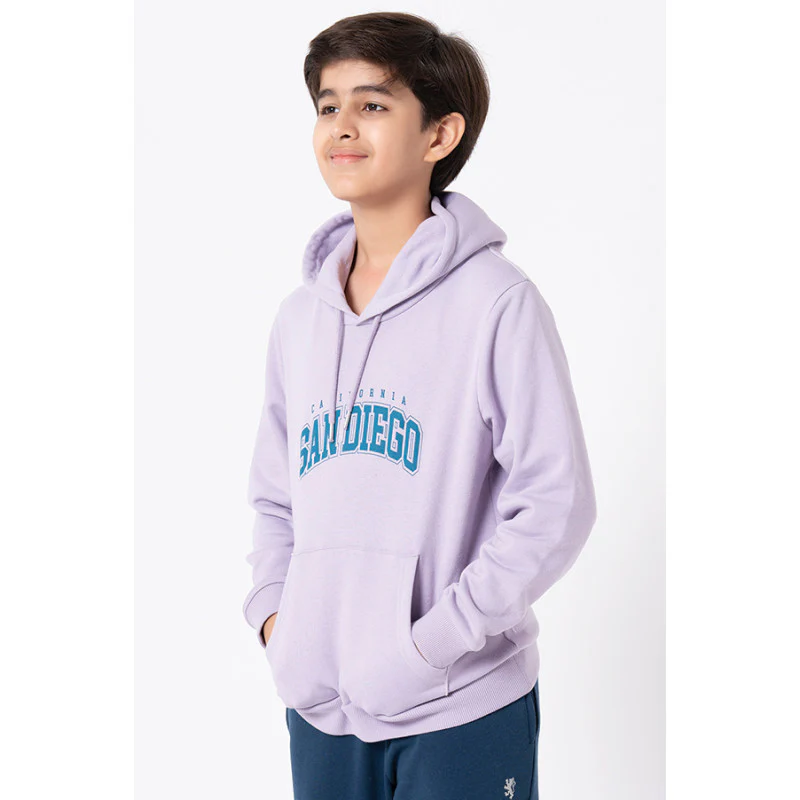 Kids Unisex Light Purple Graphic Print Hoodie - Image 4