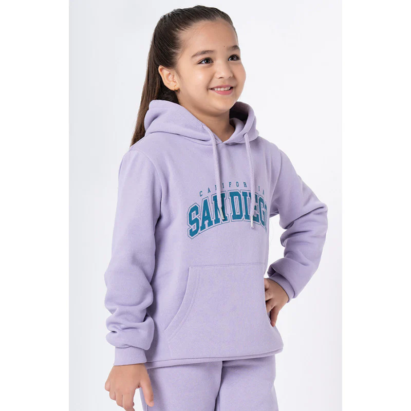Kids Unisex Light Purple Graphic Print Hoodie - Image 5