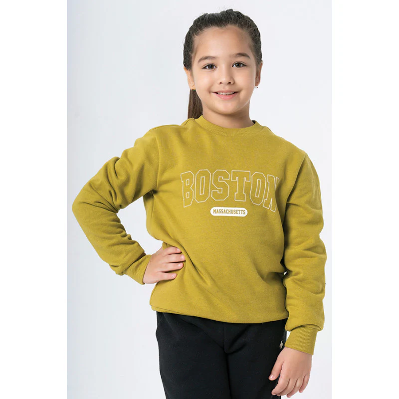 Kids Unisex Lime Green Printed Sweatshirt - Image 3