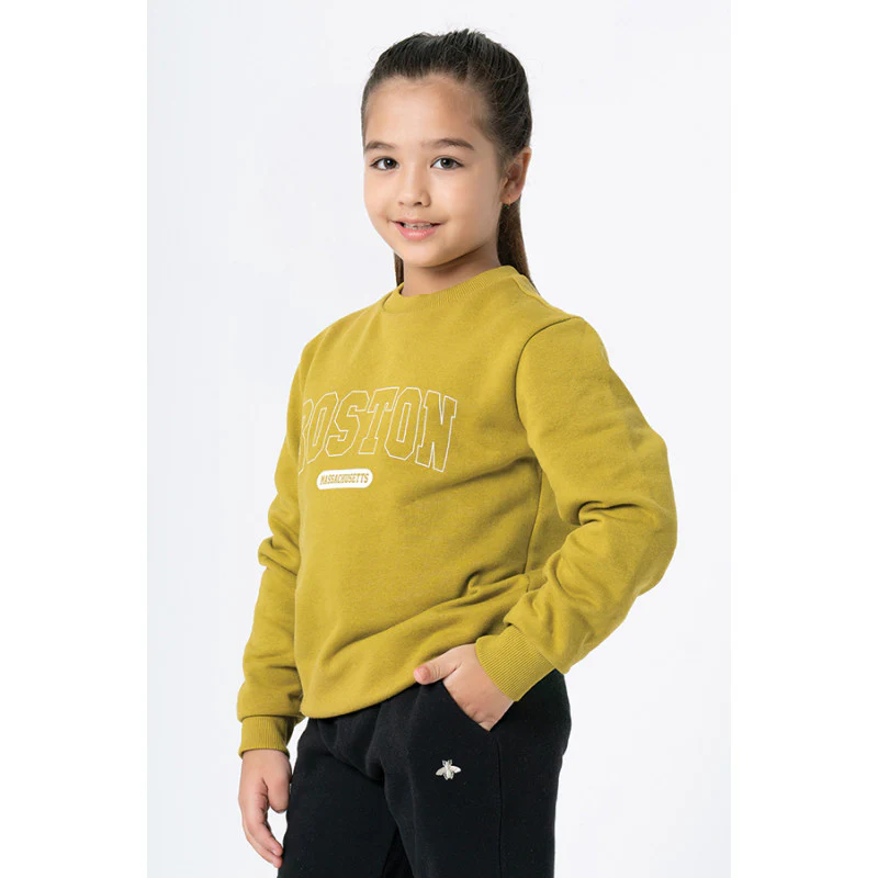 Kids Unisex Lime Green Printed Sweatshirt - Image 5