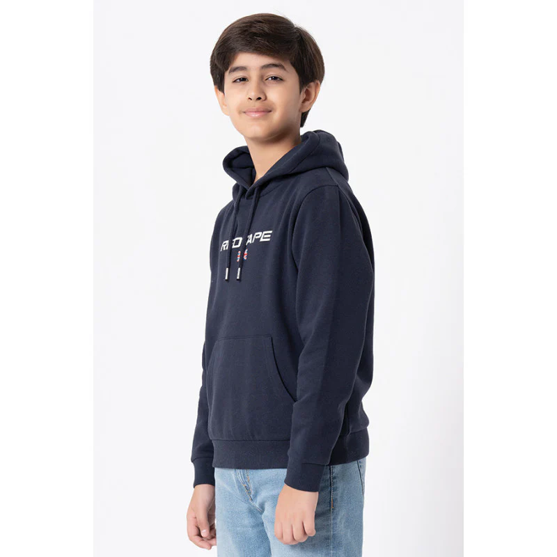 Kids Unisex Navy Printed Hoodie - Image 4