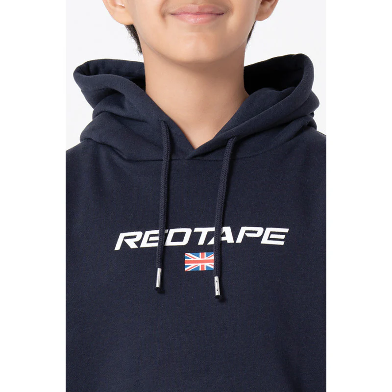 Kids Unisex Navy Printed Hoodie - Image 8