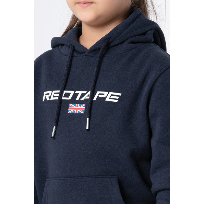 Kids Unisex Navy Printed Hoodie - Image 9