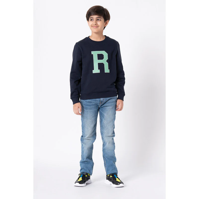 Kids Unisex Navy Printed Sweatshirt - Image 10