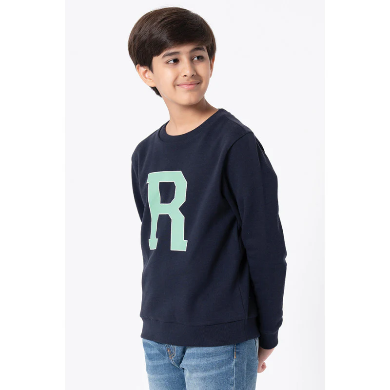 Kids Unisex Navy Printed Sweatshirt - Image 4