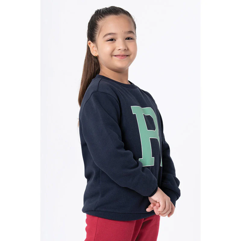Kids Unisex Navy Printed Sweatshirt - Image 5