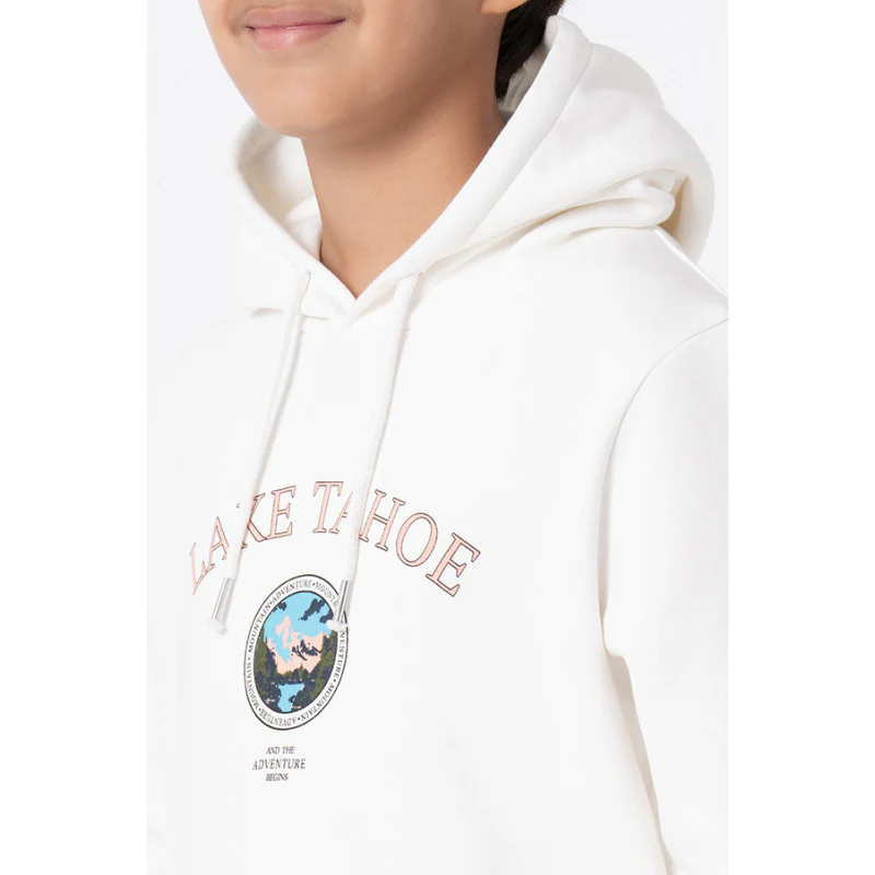 Kids Unisex Off White Graphic Print Hoodie - Image 8