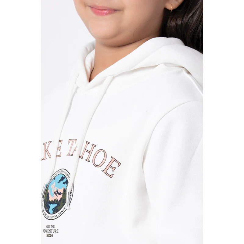 Kids Unisex Off White Graphic Print Hoodie - Image 9