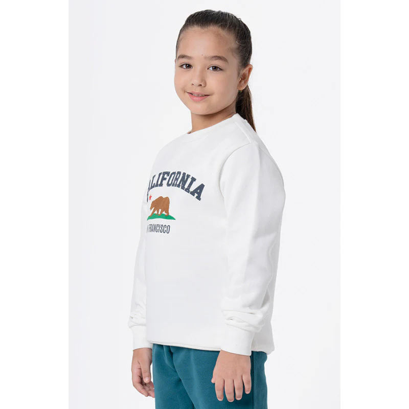Kids Unisex Off White Graphic Print Sweatshirt - Image 2
