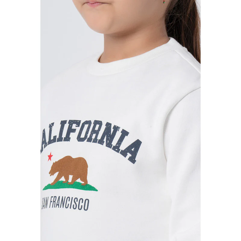 Kids Unisex Off White Graphic Print Sweatshirt - Image 4