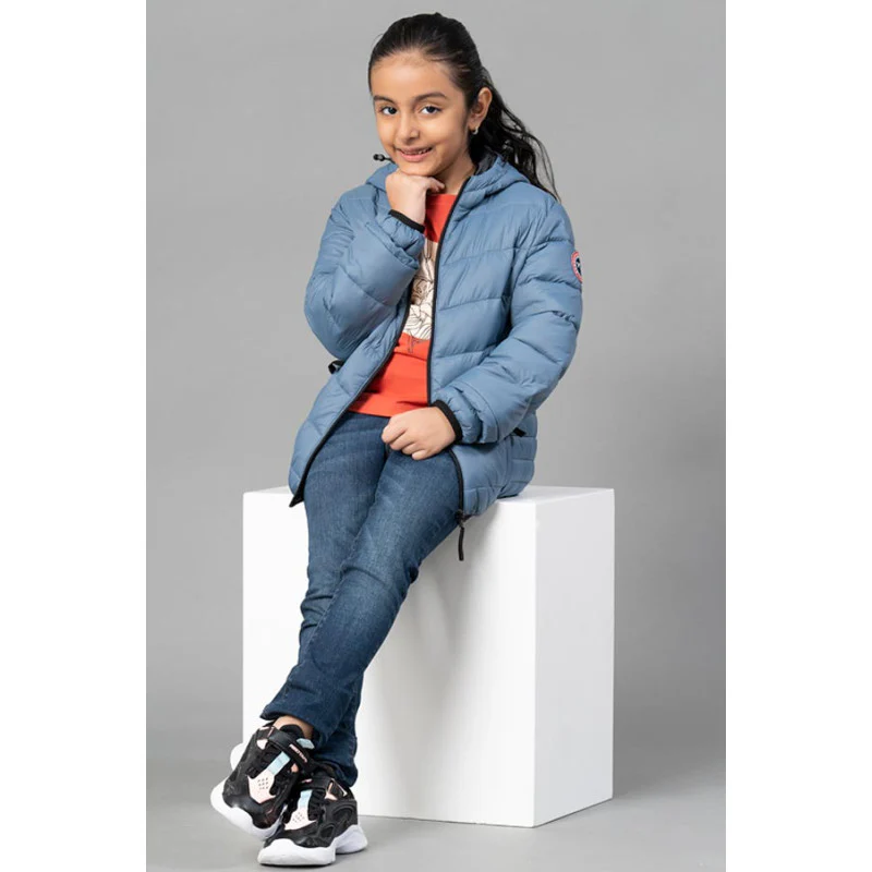 Kids Unisex Slate Blue Padded Jacket - Image 2