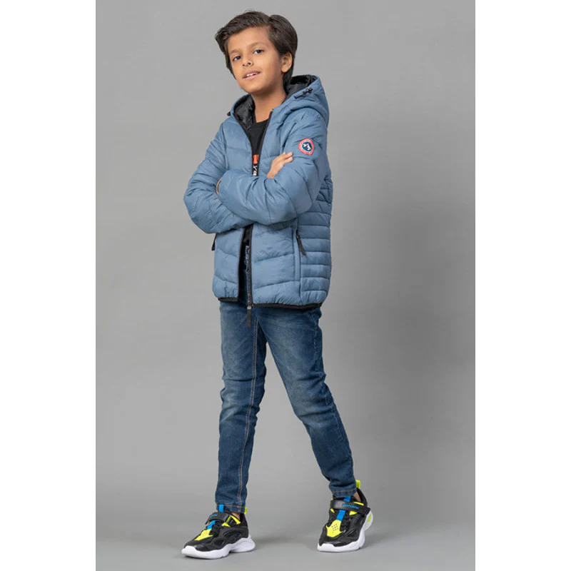 Kids Unisex Slate Blue Padded Jacket - Image 6