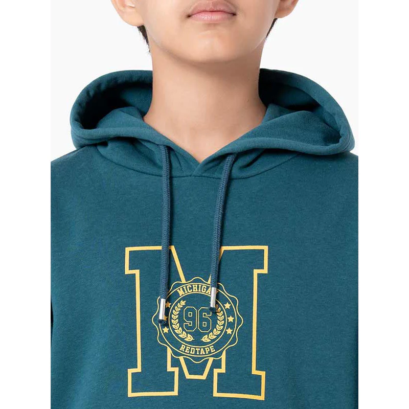 Kids Unisex Turquoise Graphic Print Hoodie - Image 4