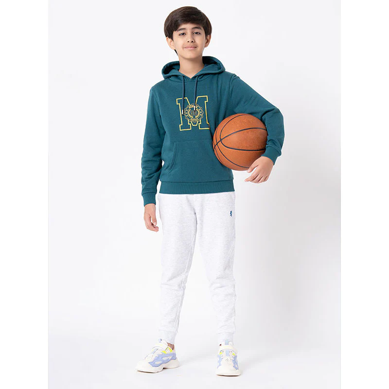Kids Unisex Turquoise Graphic Print Hoodie - Image 5