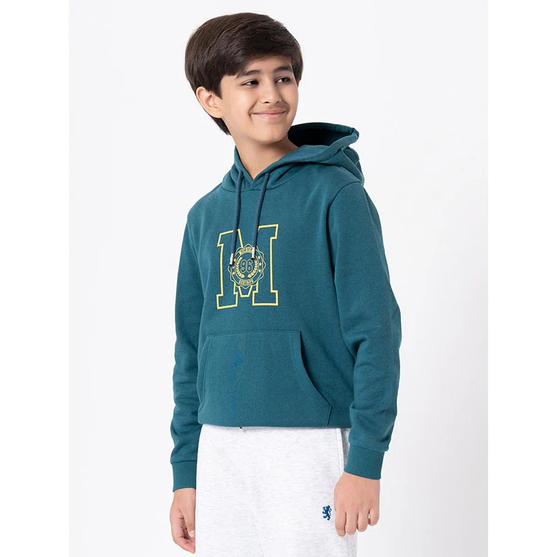 Kids Unisex Turquoise Graphic Print Hoodie - Image 6