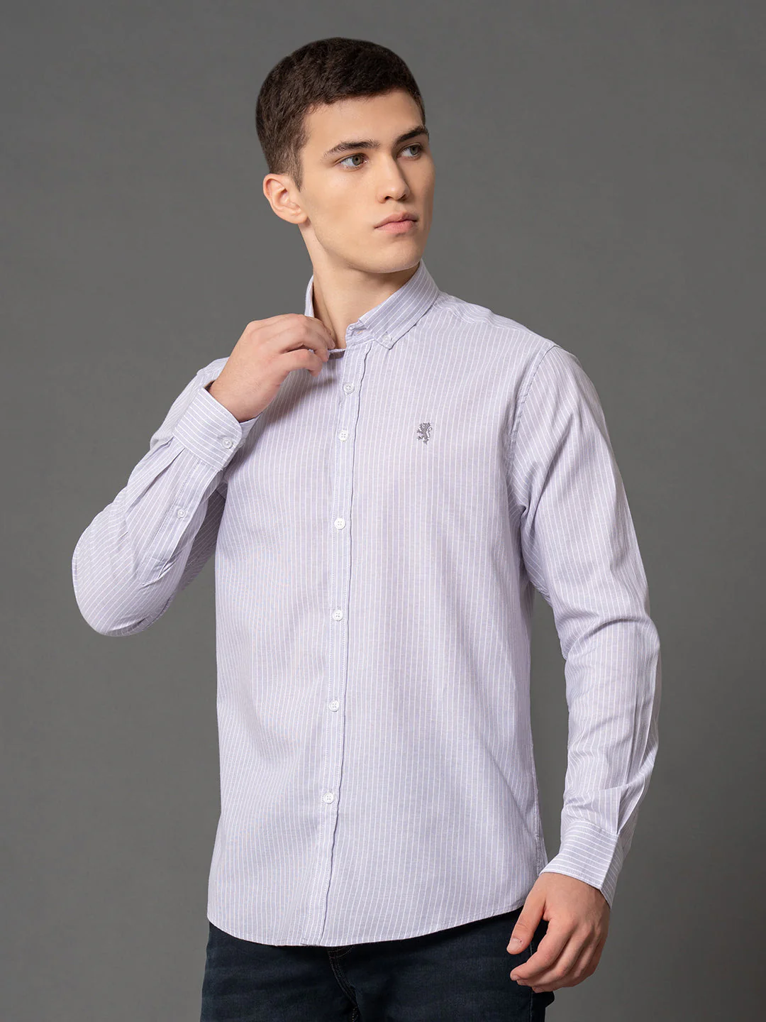 Lavender Striped Shirt for Men - Image 2