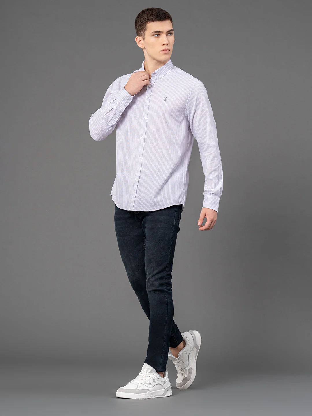 Lavender Striped Shirt for Men - Image 5