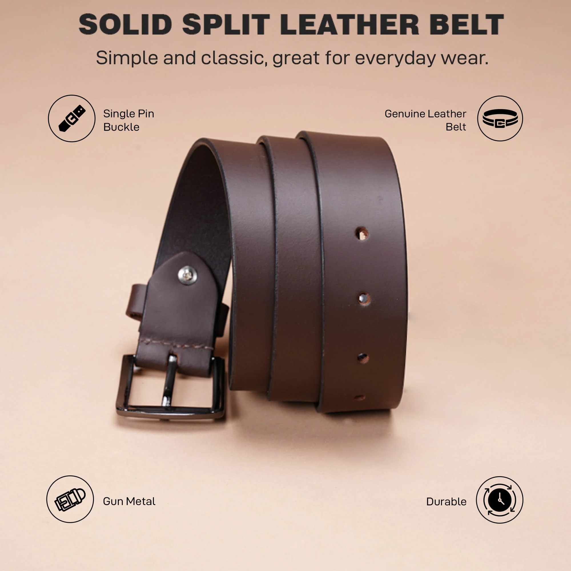Leather Belt For Men | Solid Leather Belt | Classic And Durable - Image 3