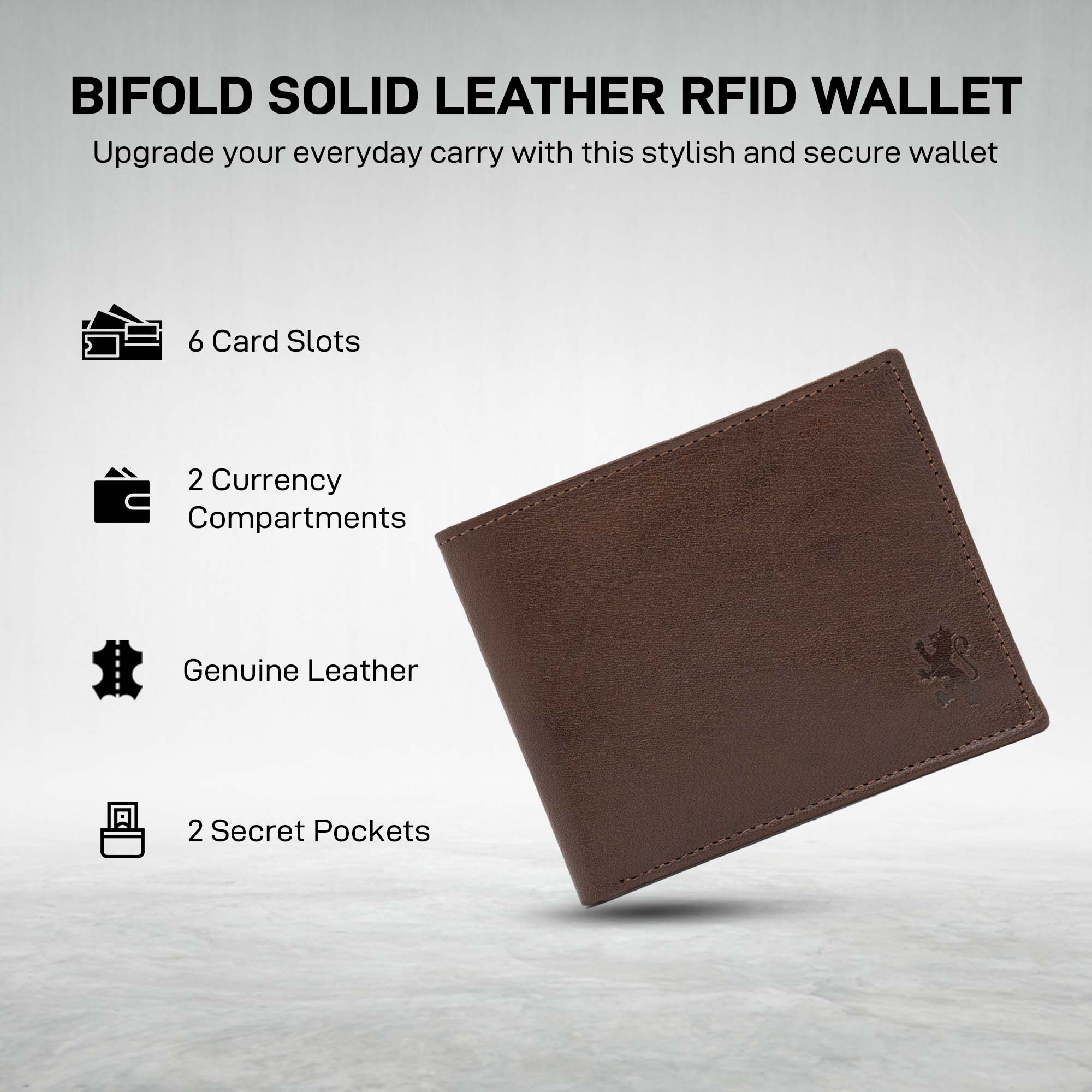 Bifold Leather Wallet with RFID Protection for Men| Stay Organized and Secure - Image 2