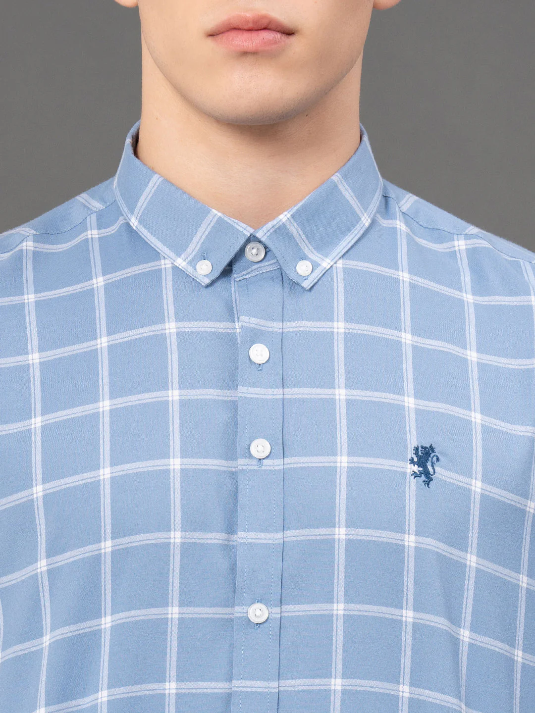 Light Blue Checked Shirt for Men - Image 4