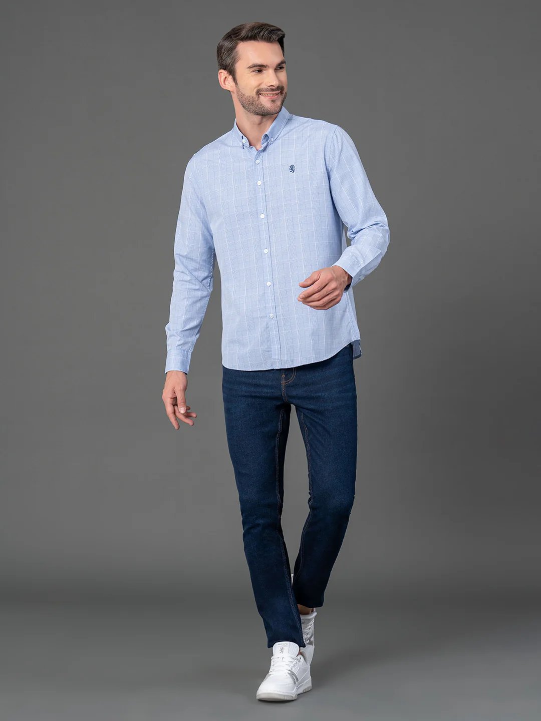 Light Blue Checked Shirt for Men - Image 5