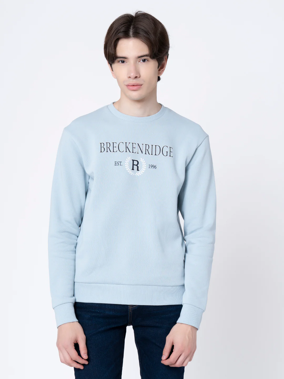 Light Blue Graphic Print Sweatshirt for Men - Image 2