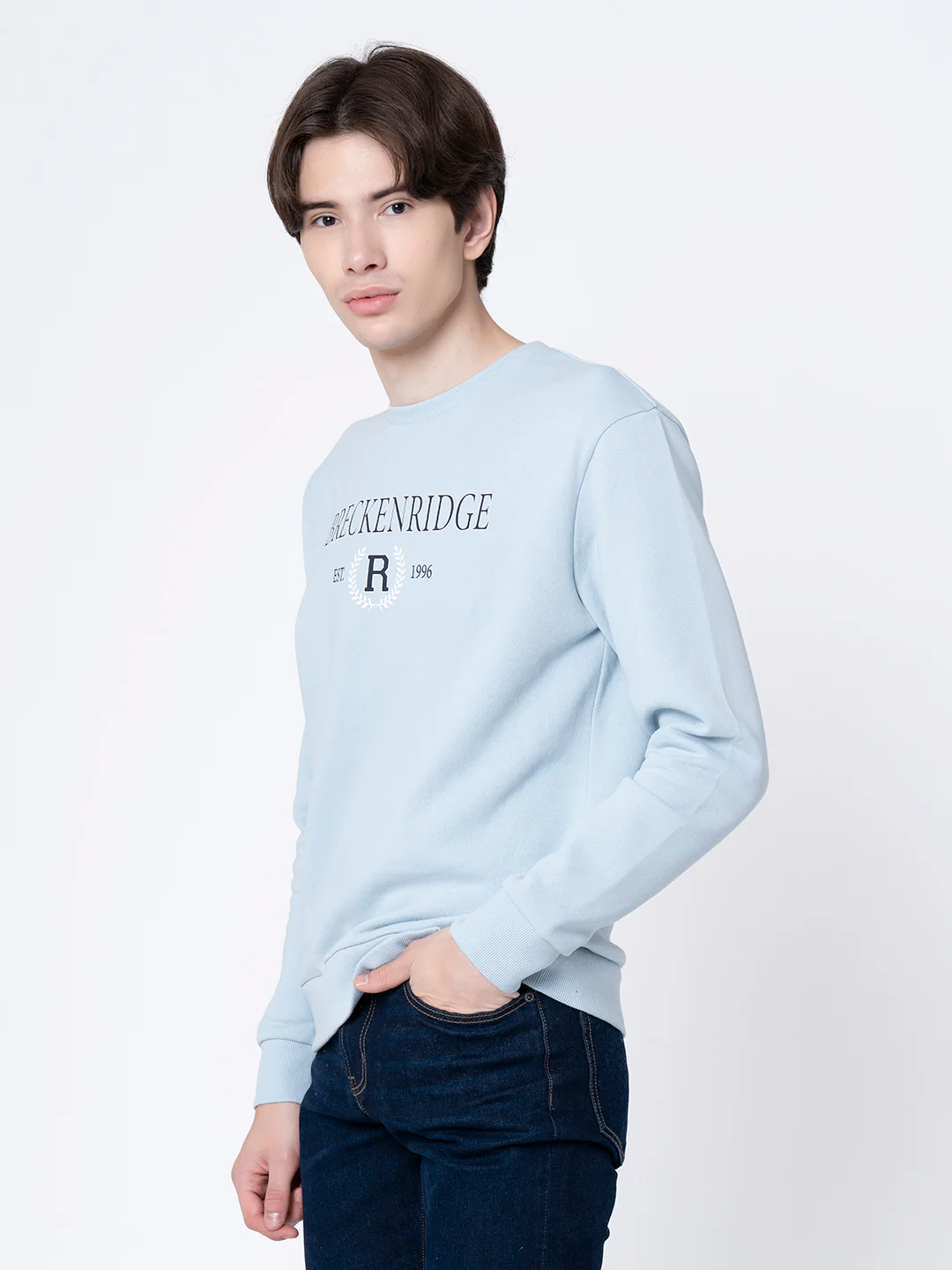 Light Blue Graphic Print Sweatshirt for Men - Image 7
