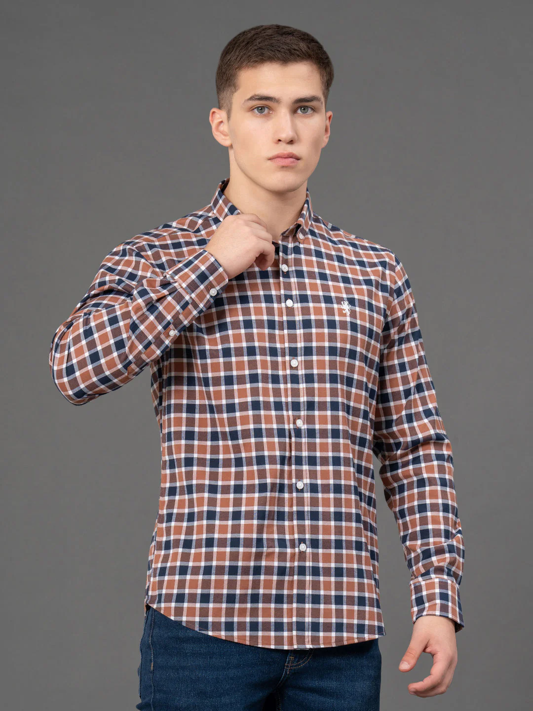 Light Brown Checked Shirt for Men - Image 2