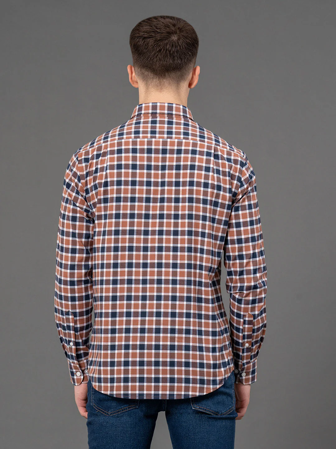Light Brown Checked Shirt for Men - Image 3