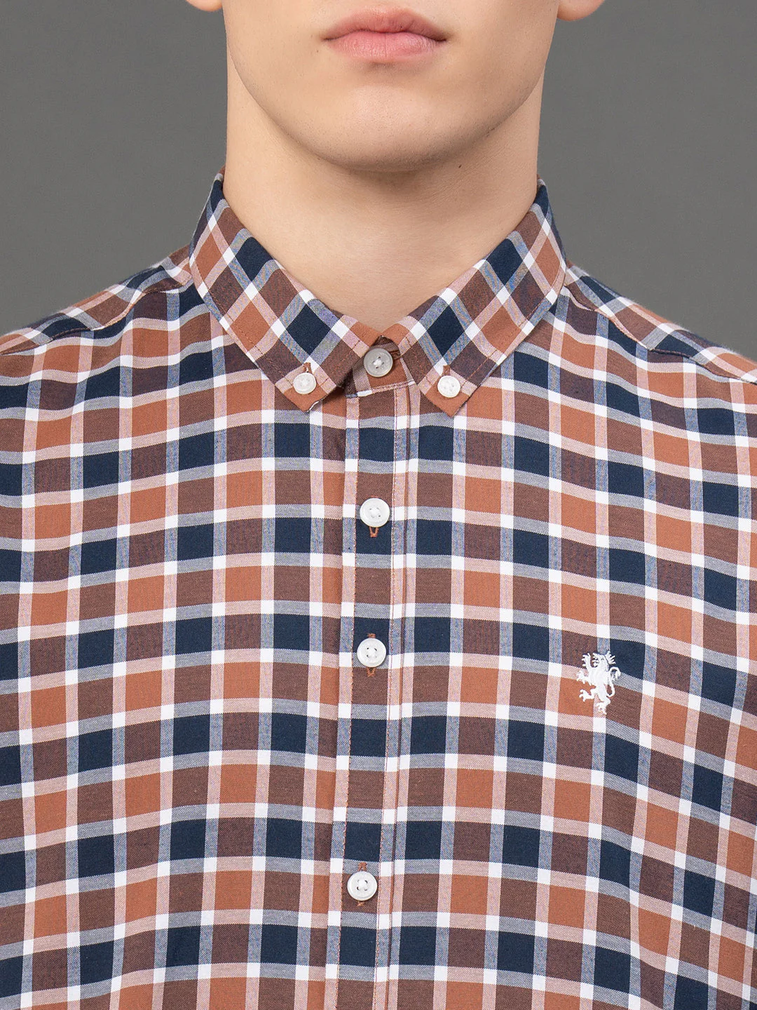 Light Brown Checked Shirt for Men - Image 4