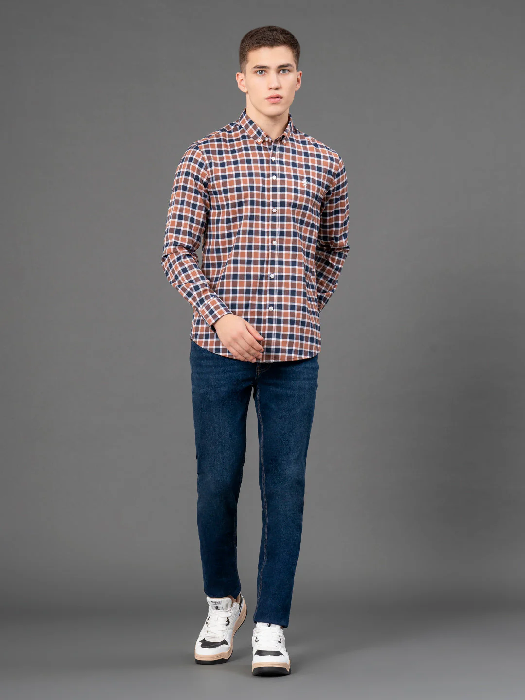 Light Brown Checked Shirt for Men - Image 5