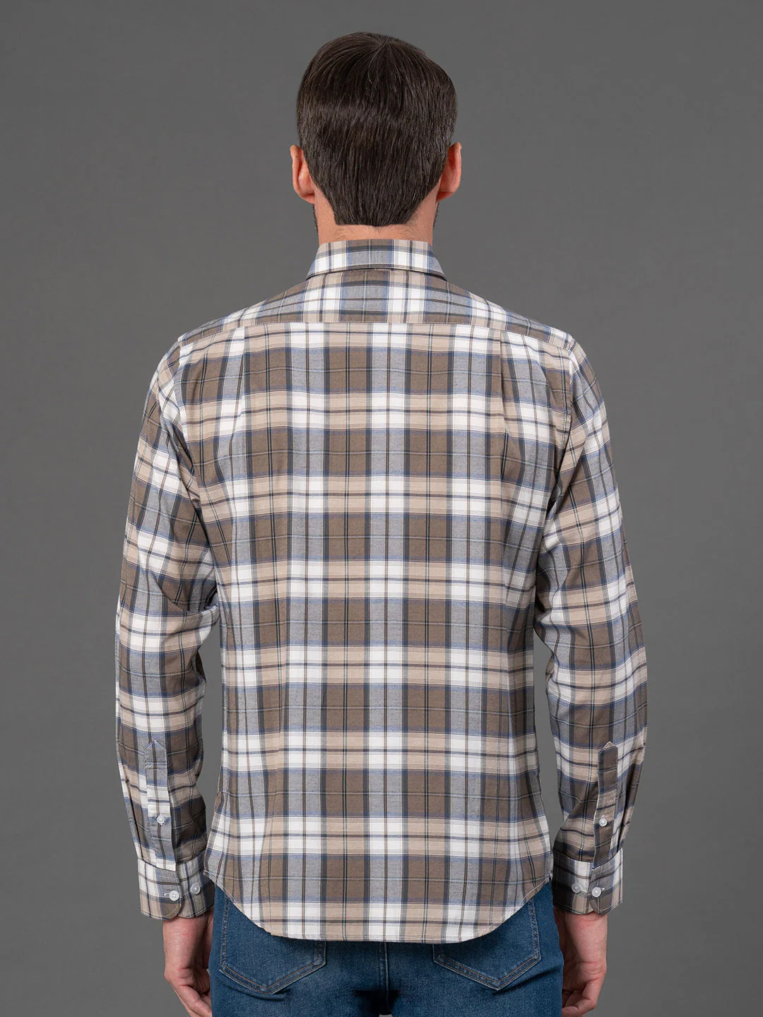 Light Brown Striped Shirt for Men - Image 3