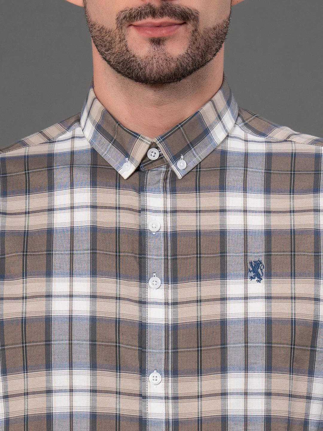 Light Brown Striped Shirt for Men - Image 4