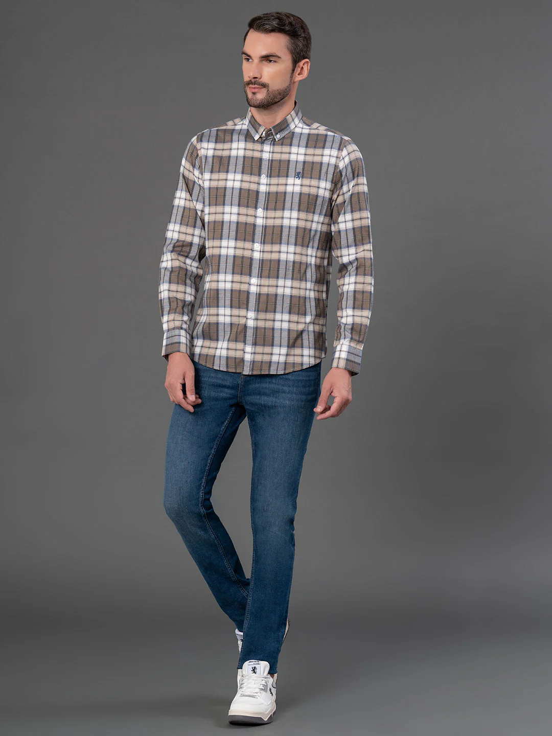 Light Brown Striped Shirt for Men - Image 5