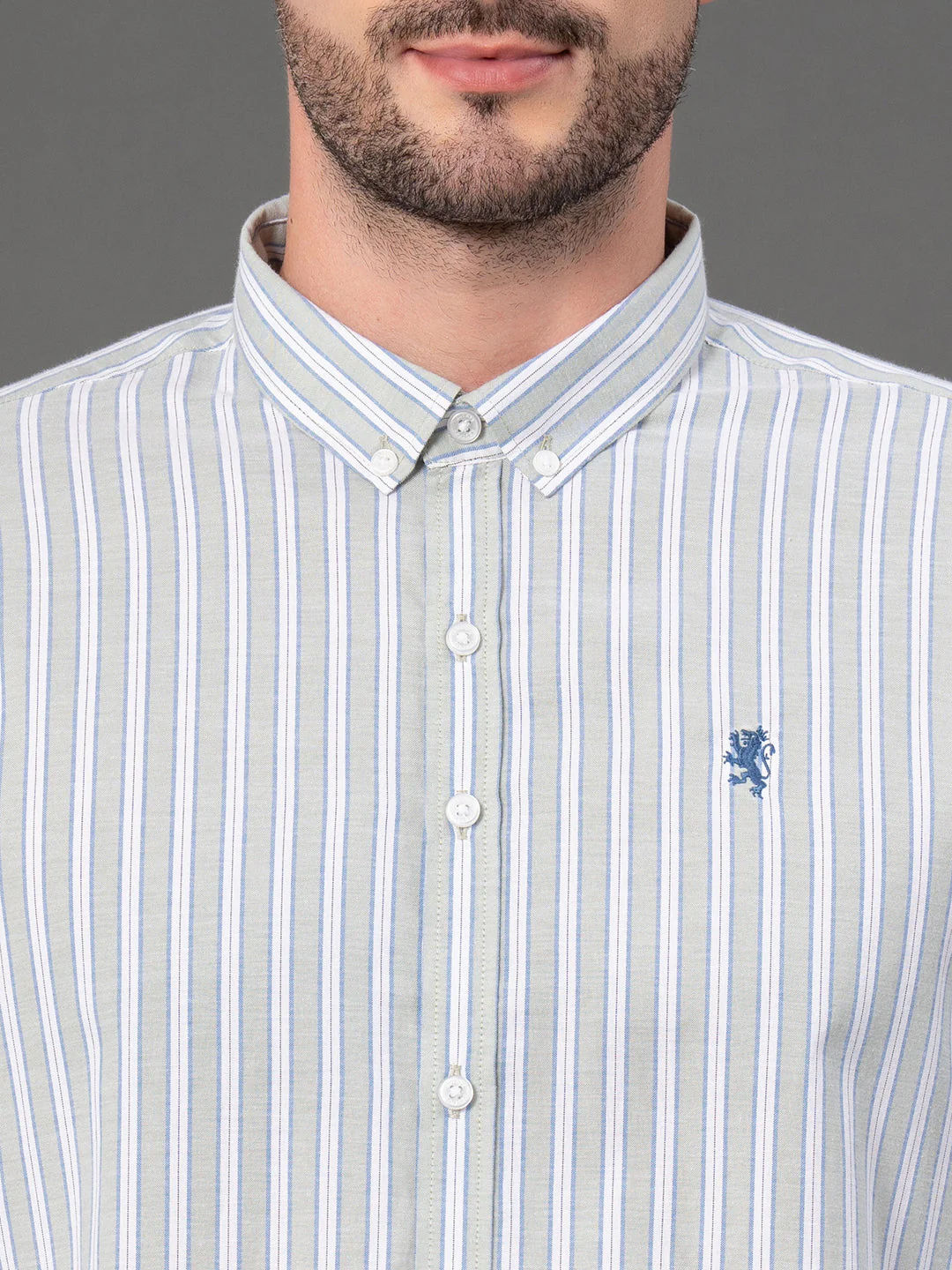 Light Green Striped Shirt for Men - Image 4