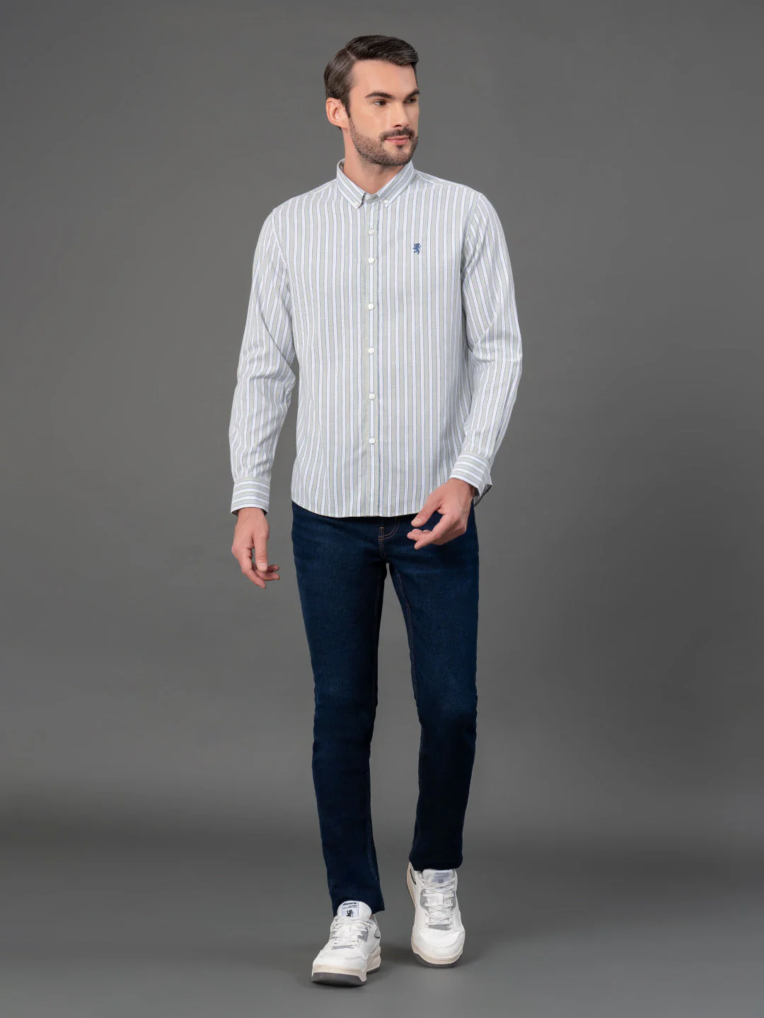 Light Green Striped Shirt for Men - Image 5