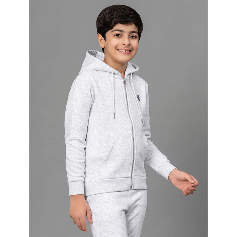 Light Grey Melange Hoodie for Boys - Image 2