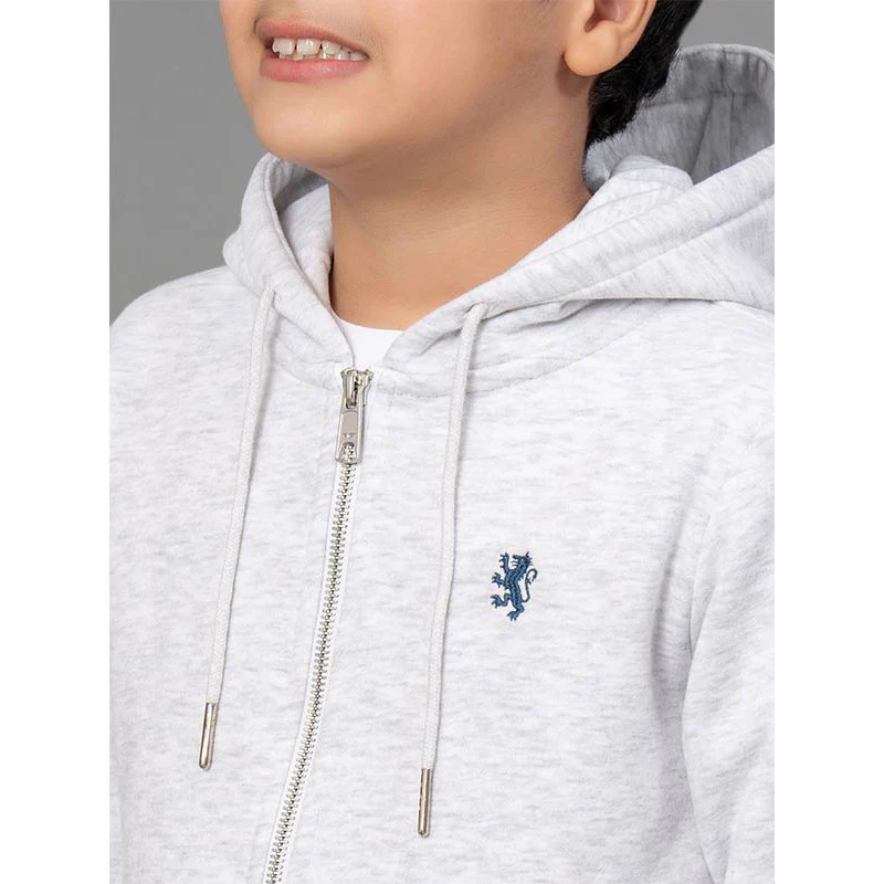 Light Grey Melange Hoodie for Boys - Image 4